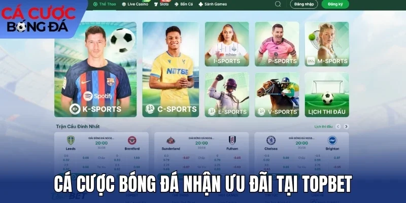 Cá cược bóng đá nhận ưu đãi tại Topbet