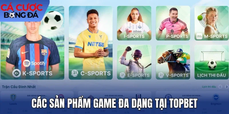 Các sản phẩm game đa dạng tại Topbet