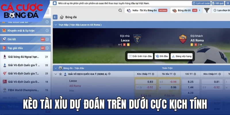 Kèo tài xỉu dự đoán trên dưới cực kịch tính