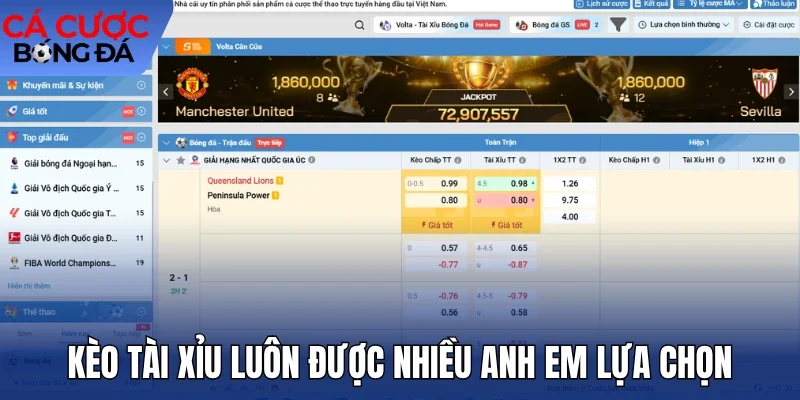 Kèo tài xỉu luôn được nhiều anh em lựa chọn
