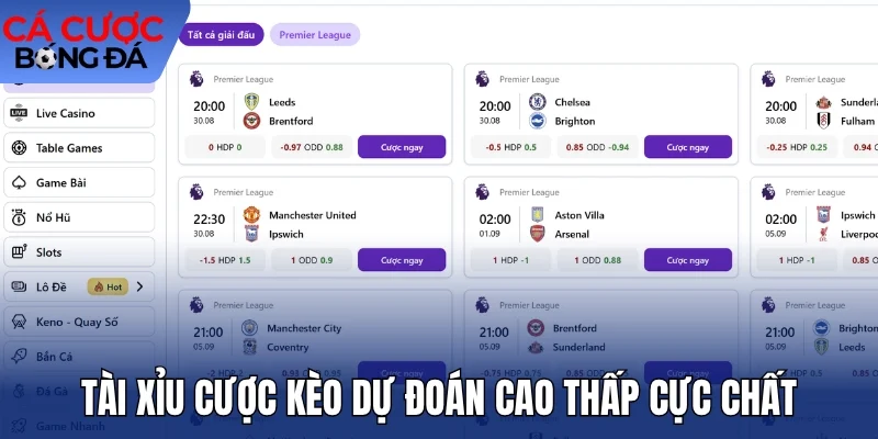 Tài xỉu cược kèo dự đoán cao thấp cực chất