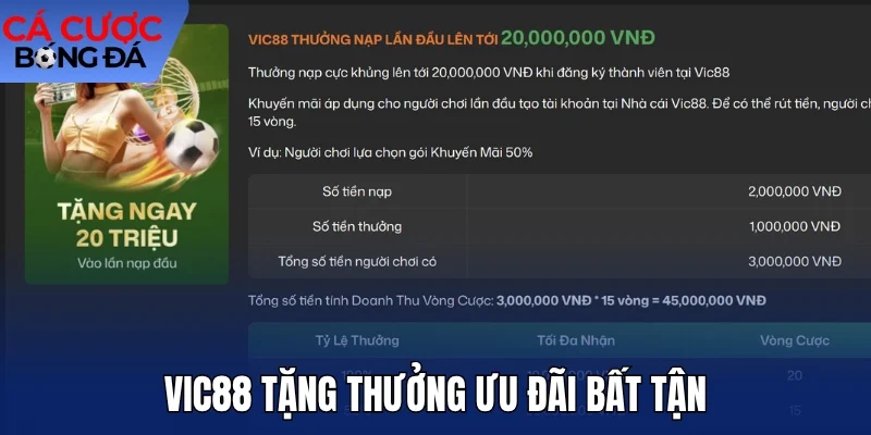 Vic88 tặng thưởng ưu đãi bất tận